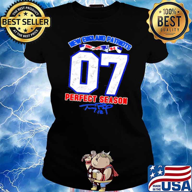 07 new england Patriots perfect season Tom Brady signature s Ladies tee