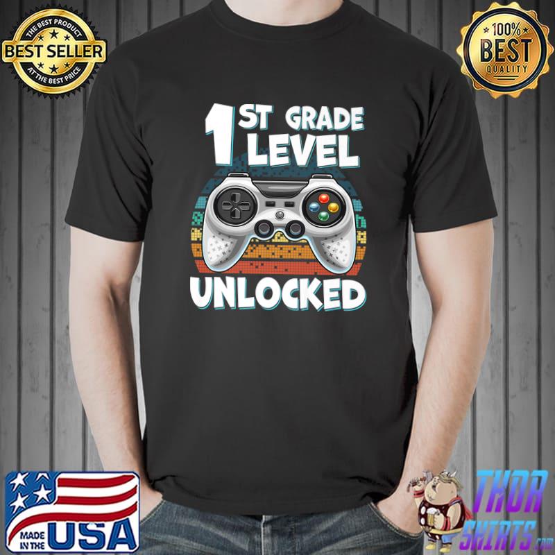 1st Grade Level Unlocked Video Gamer Back To School Vintage T-Shirt