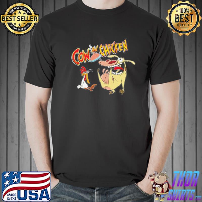 90s cartoon cow and chicken cartoon shirt