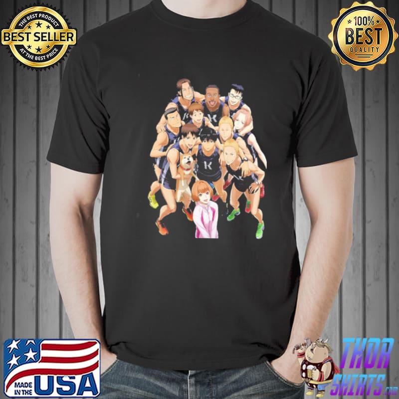 All characters of kaze ga tsuyoku fuiteiru run with the wind anime artwork shirt