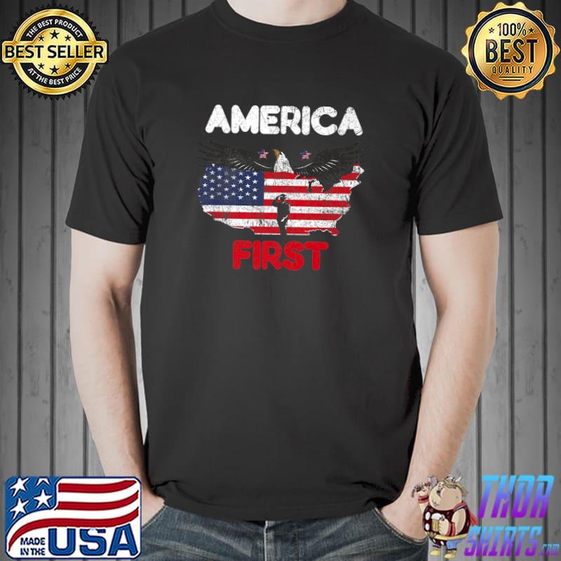 America First Eagle American Flag Patriot Memorial Day T-Shirt
