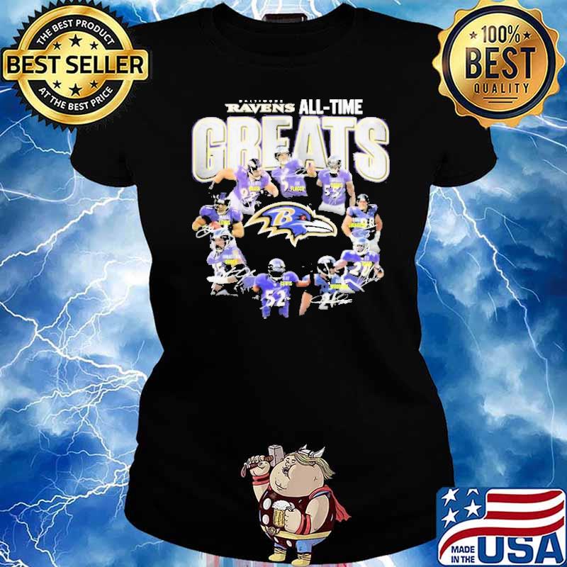 Baltimore Ravens All time Greats Team Signatures Shirt Ladies tee