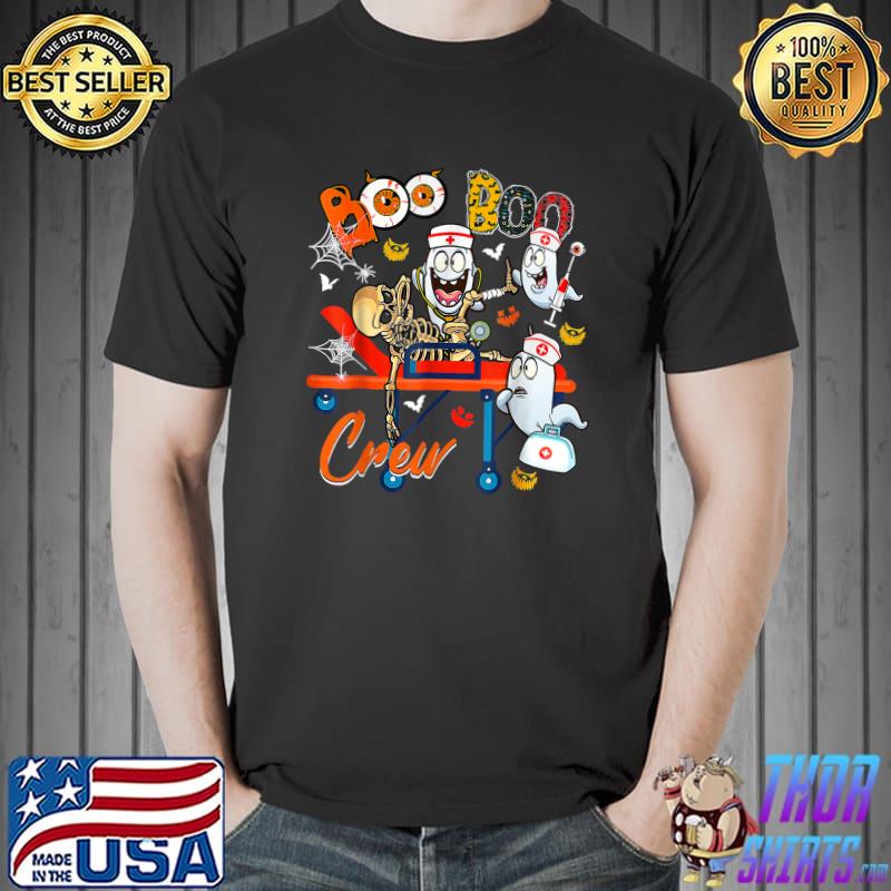 Boo Boo Crew Halloween Nurse Boo Ghosts With Skeleton T-Shirt