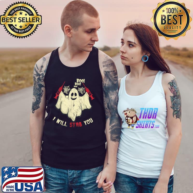 Boo I Will Stab You Spooky Red Needle Ghost Halloween T-Shirt Tank Top