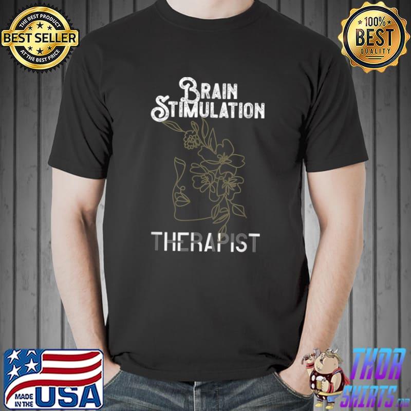 Brain Stimulation Therapist Neurostimulation Line Art T-Shirt