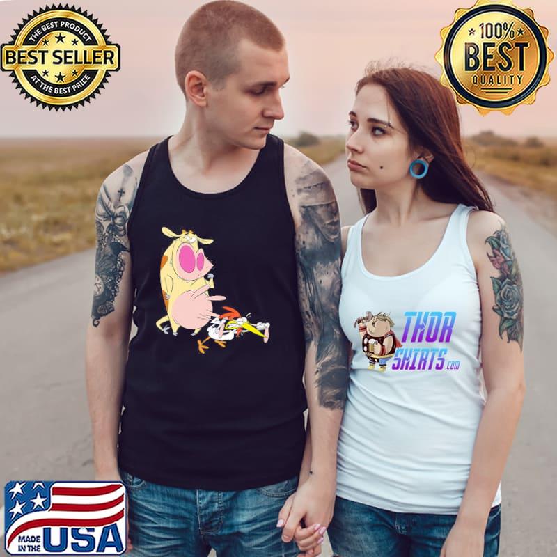 Chicken carries cow cow and chicken cartoon classic s Tank Top
