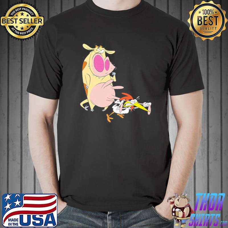 Chicken carries cow cow and chicken cartoon classic shirt