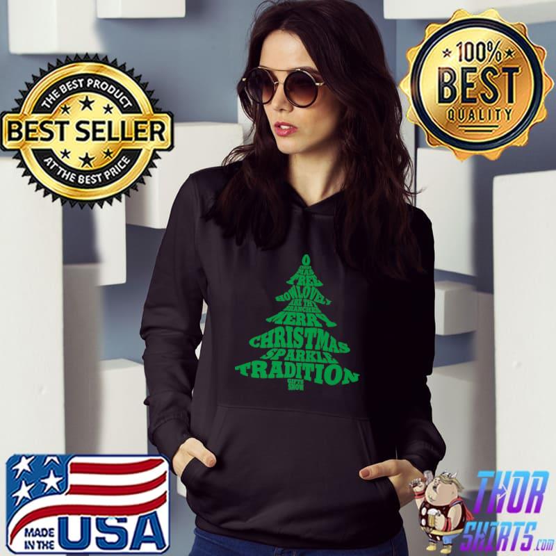 Christmas Tree Howlovel Merry Christmas Sparkle Typography Word T-Shirt Hoodie
