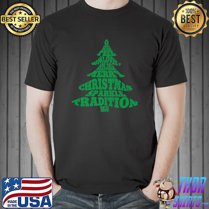 Christmas Tree Howlovel Merry Christmas Sparkle Typography Word T-Shirt