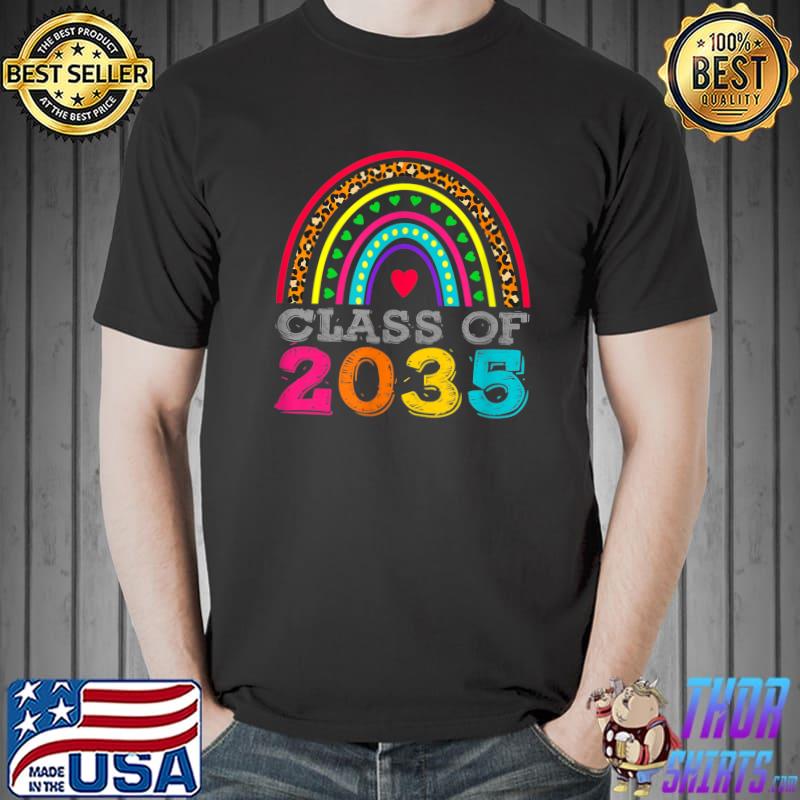 Class Of 2035 Grow With Me First Day of School Graduation Rainbow Leopard T-Shirt