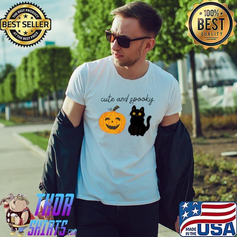 Cute And Spooky Black Cat Pumpkin Season Halloween T-Shirt