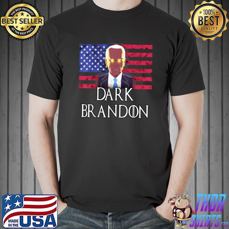 Dark Brandon Political Joe Biden Eye Yellow American Flag T-Shirt