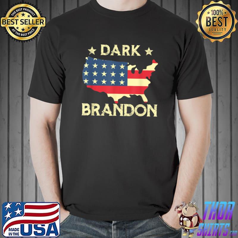 Dark Brandon Saving America American Flag Maps Political T-Shirt
