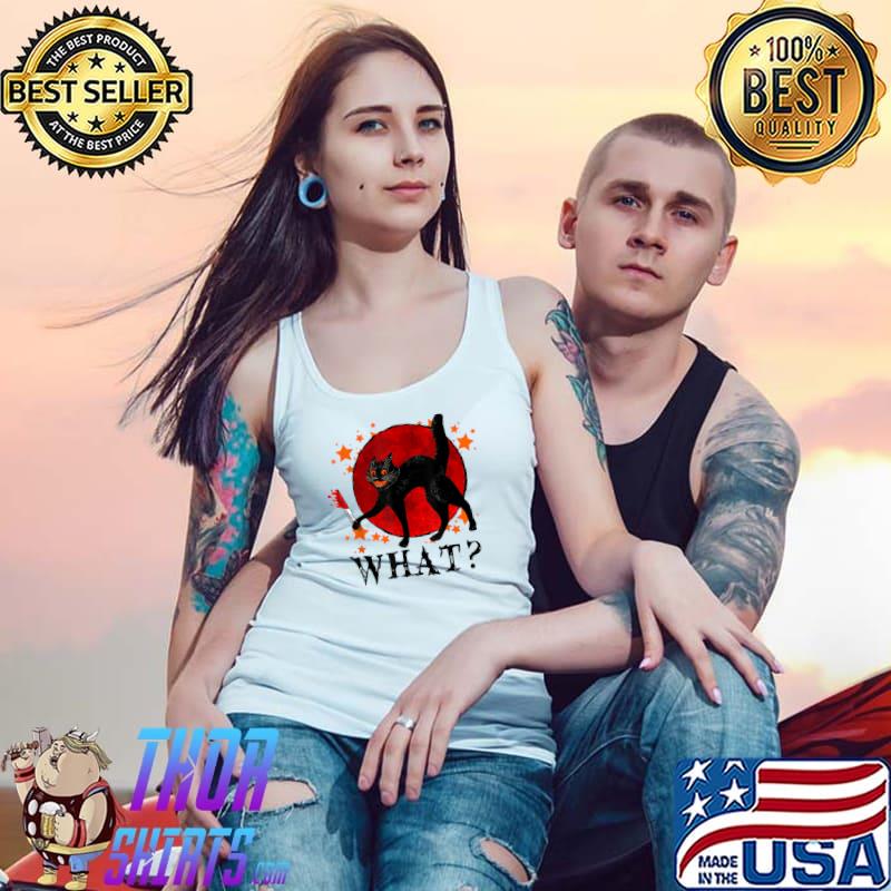 Halloween Cat What Black Cat With Knife Costume Blood Moon T-Shirt Tank Top