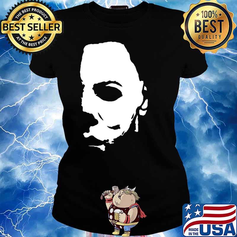 Halloween Michael Meyers Half Face Vinyl Decal Horror Movie Shirt Ladies tee