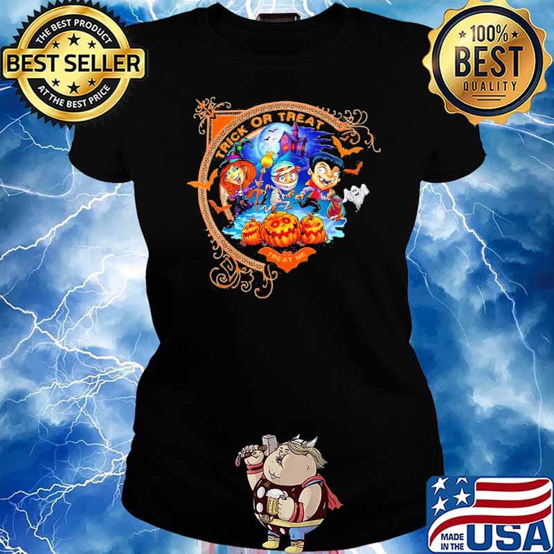 Halloween Trick or Treat Treat Me Pumpkins Shirt Ladies tee