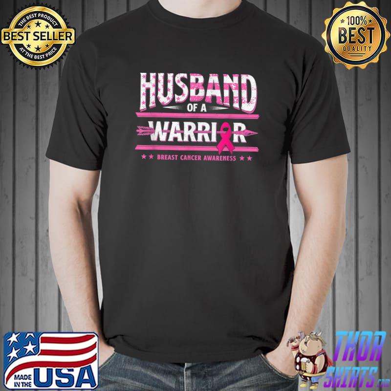 Husband Of A Warrior Breast Cancer Awareness Support Squad Usa Flag T-Shirt