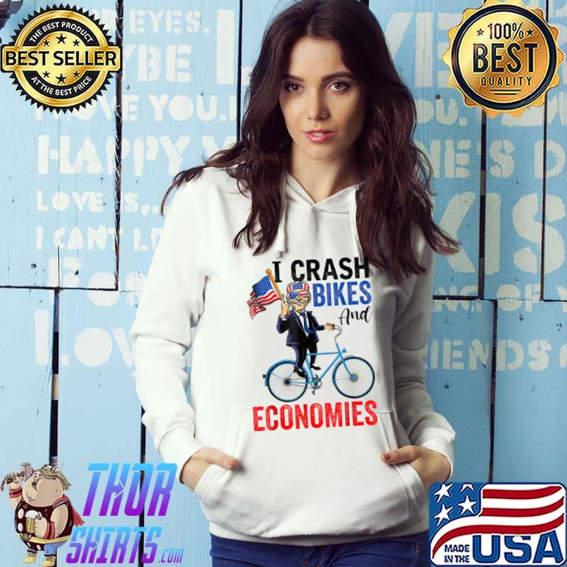 I Crash Bikes And Economies Anti Joe Biden American Flag T-Shirt