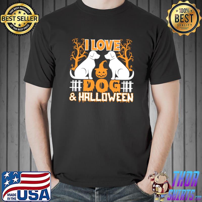 I Love Dog & Halloween Haunted Trees Pumpkin T-Shirt