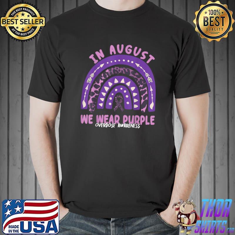 In august we wear purple overdose awareness month rainbow leopard T-Shirt