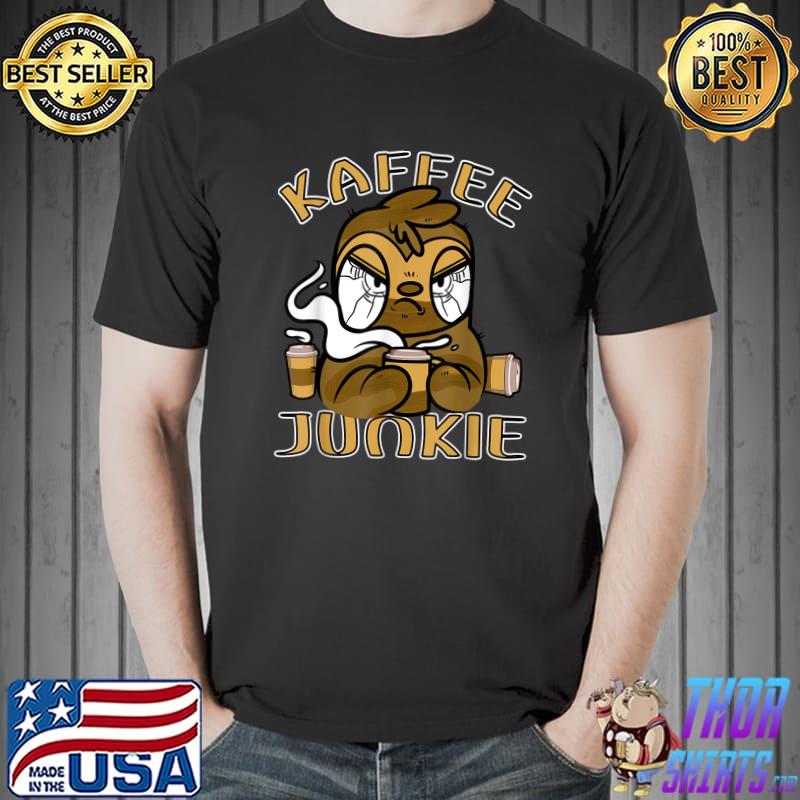 Kaffee Junkie Tired Sloth T-Shirt