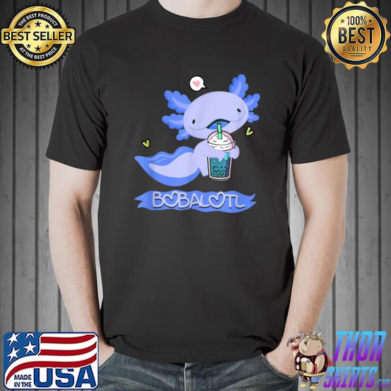 Kawaii Axolotl Bubble Boba Tea Anime T-Shirt