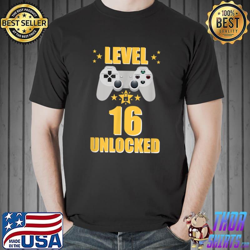 Level 16 Unlocked Birthday Gamer Teenager Video T-Shirt