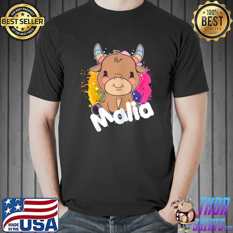 Malia Beautiful Girl Name With Adorable Little Cow T-Shirt