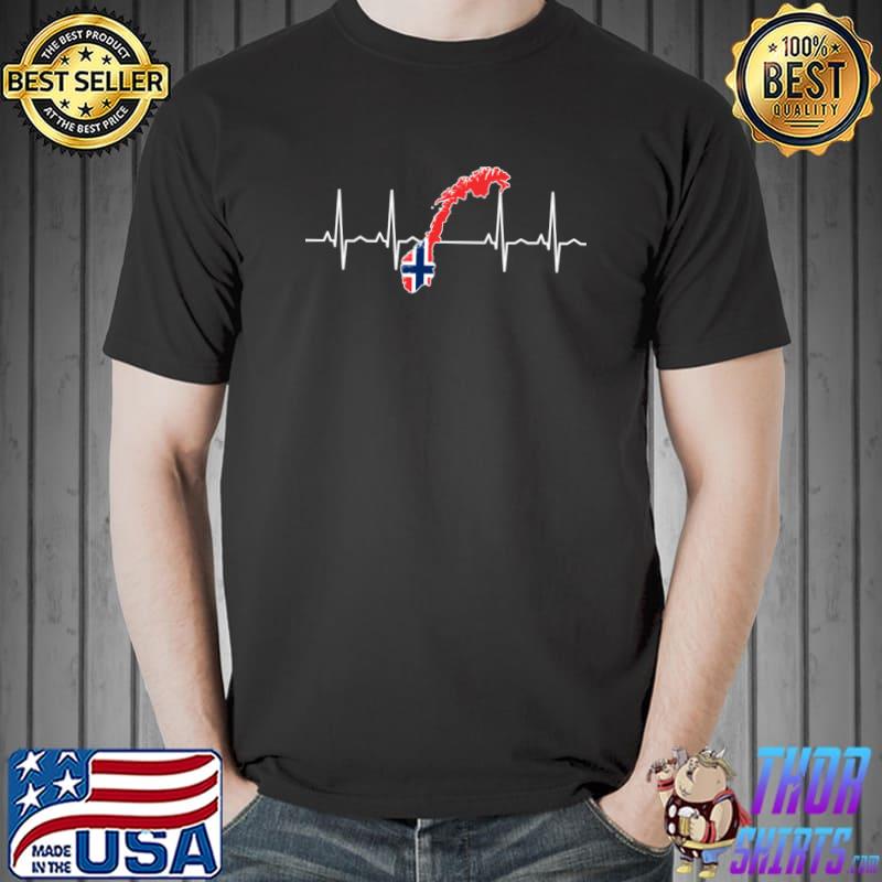 Norwegian Flag Heartbeat T-Shirt