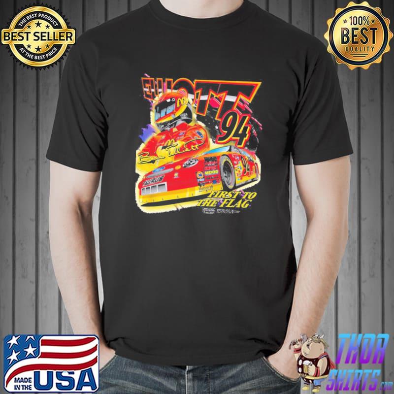 Retro nascar car racing bill elliott sport shirt