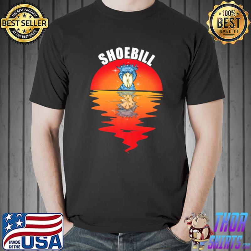 Shoebill Vintage Sunset Shoebill Bird African Mayan Bird T-Shirt