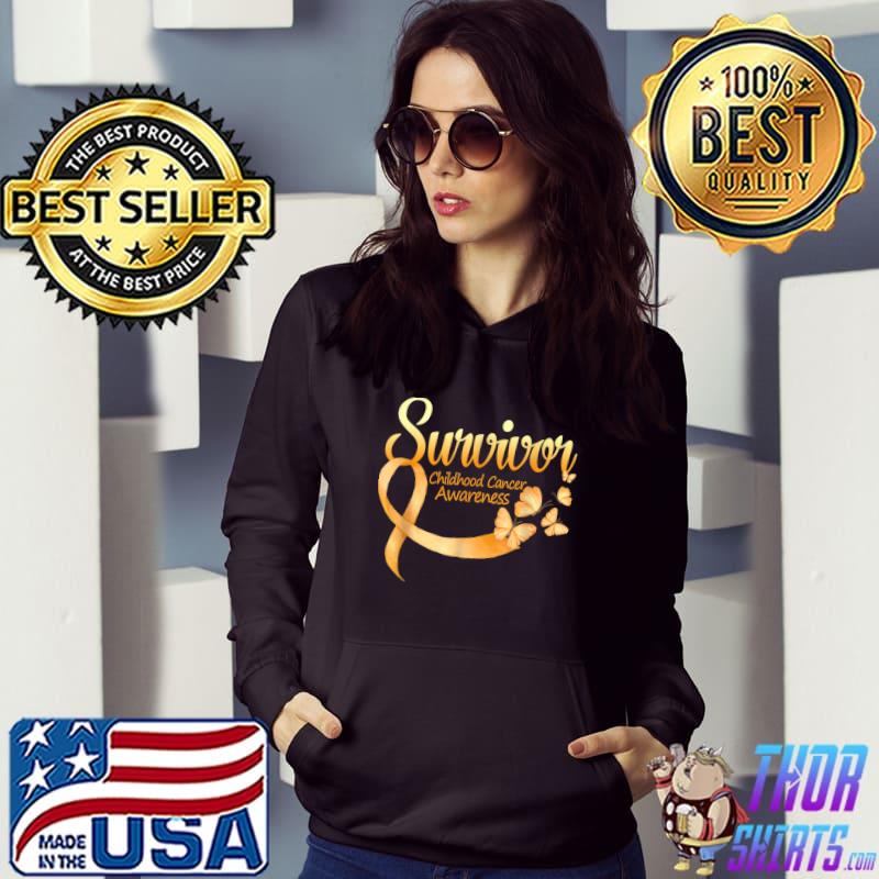 Survivor Childhood Cancer Awareness Butterfly Gold T-Shirt Hoodie