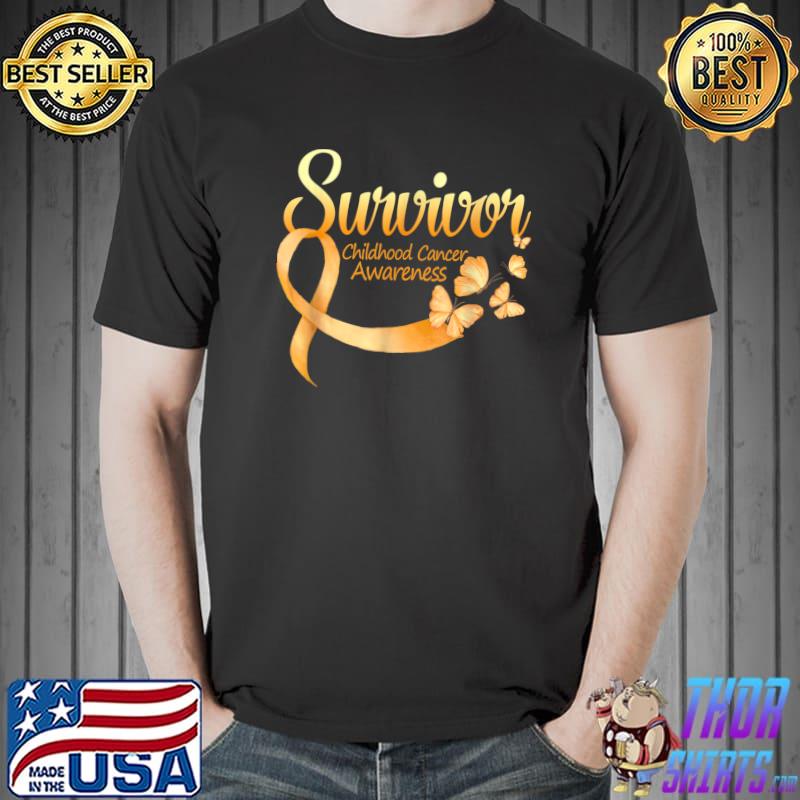 Survivor Childhood Cancer Awareness Butterfly Gold T-Shirt