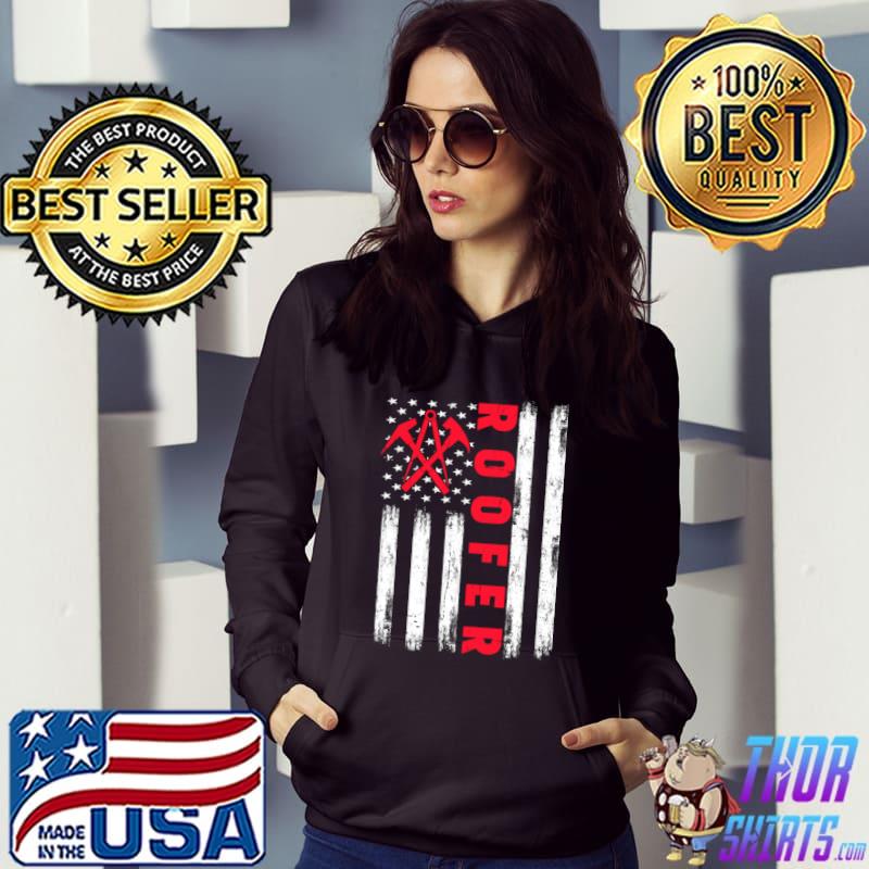 Vintage American Flag 4th Of July Roofer Patriotic Roofing T-Shirt Hoodie