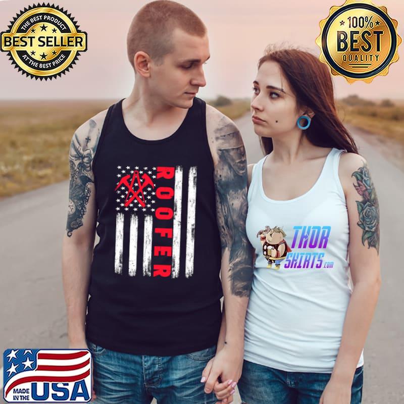 Vintage American Flag 4th Of July Roofer Patriotic Roofing T-Shirt Tank Top