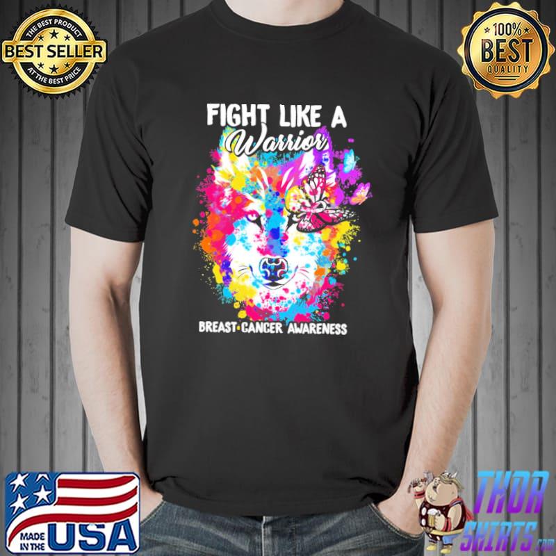 Breast cancer awareness wolf fight like a warrior essential shirt