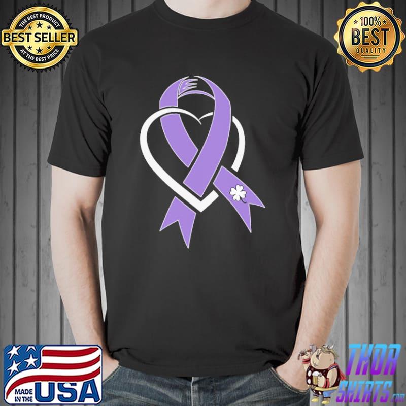 Cancer ribbon with heart and clover breast cancer awareness shirt