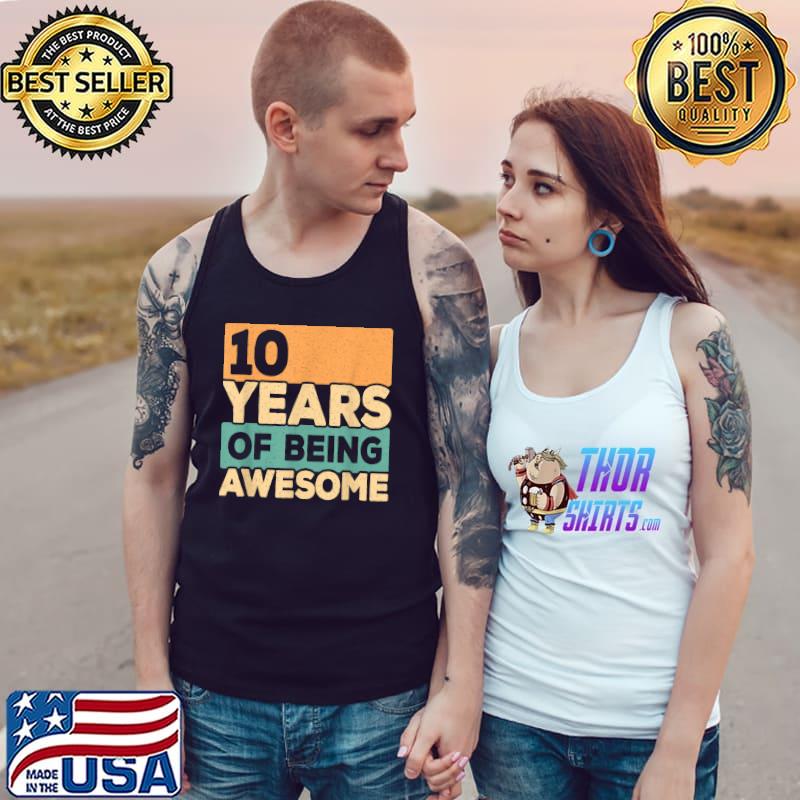 10 Years Of Being Awesome Retro 10th Birthday T-Shirt Tank Top