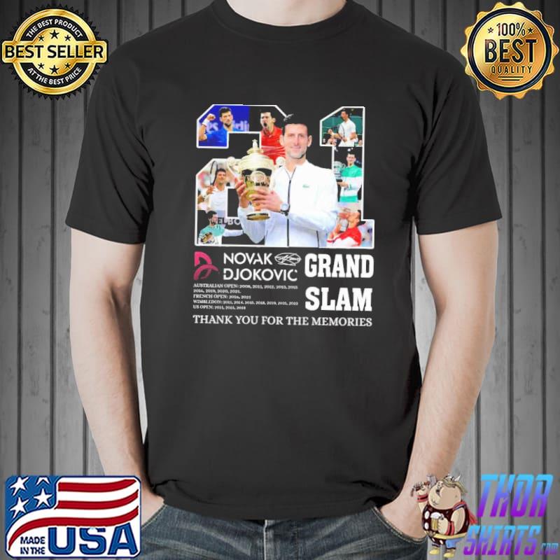 21 grand slam novak djokovic thank you for the memories retro art shirt
