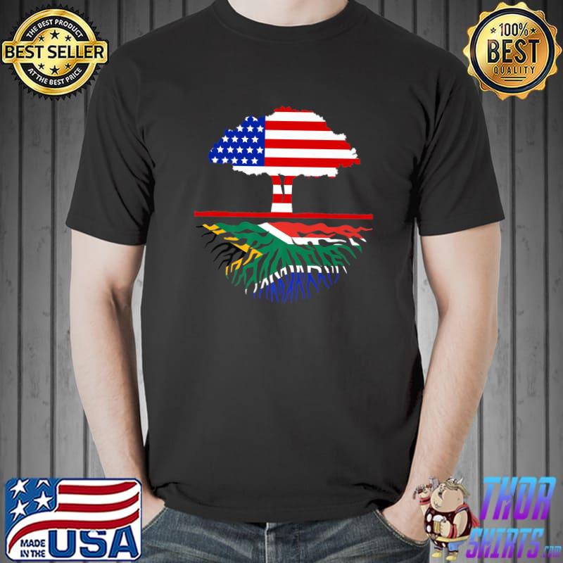 African Roots American Grown Usa South Africa Flag Heritage T-Shirt