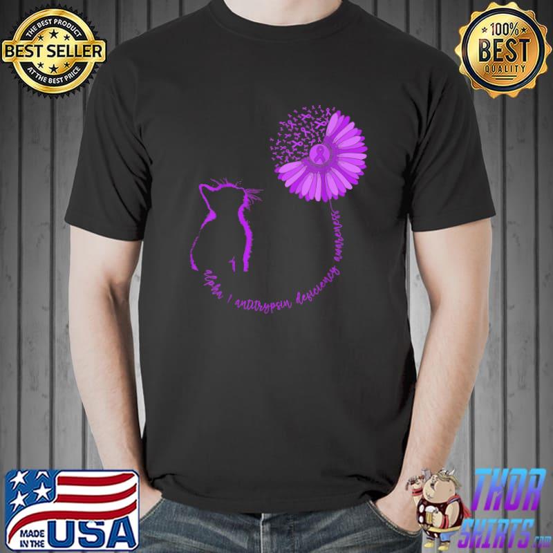 Alpha 1 Antitrypsin Deficiency Awareness A1AD Sunflower Cat T-Shirt