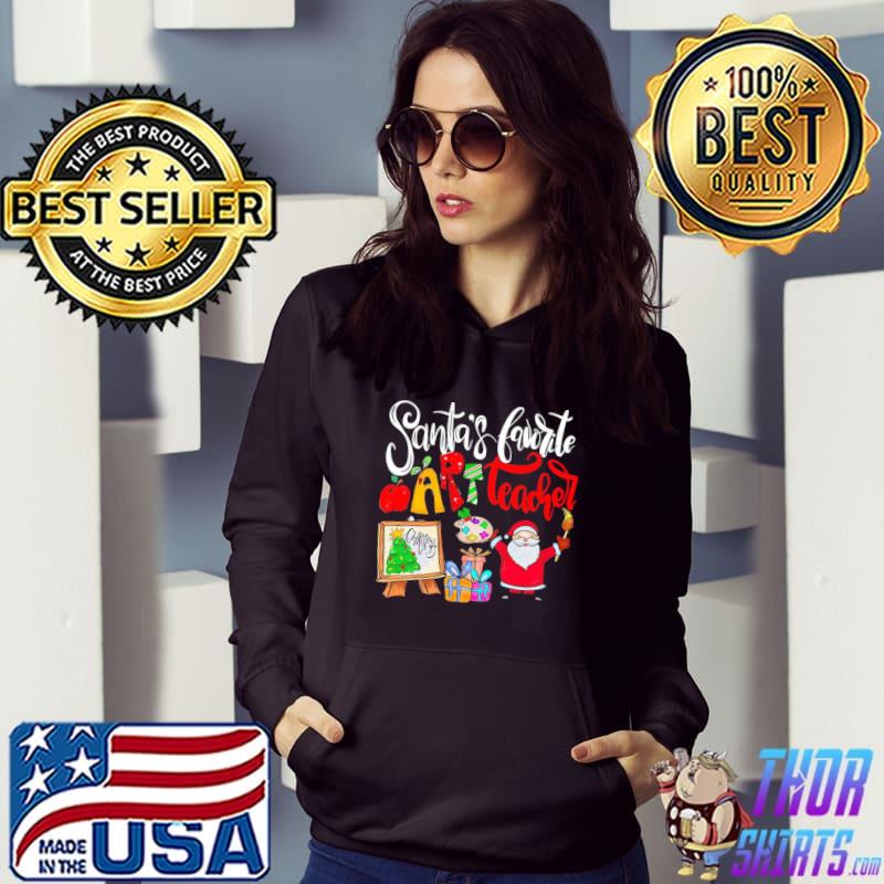 Art teacher christmas santa's favorite art teacher tree xmas s Hoodie