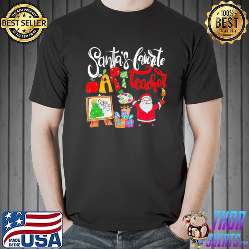 Art teacher christmas santa's favorite art teacher tree xmas shirt