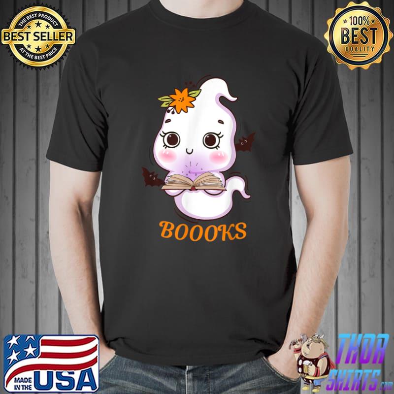 Boooks Ghost Book Reading Teacher School Halloween 2022 T-Shirt