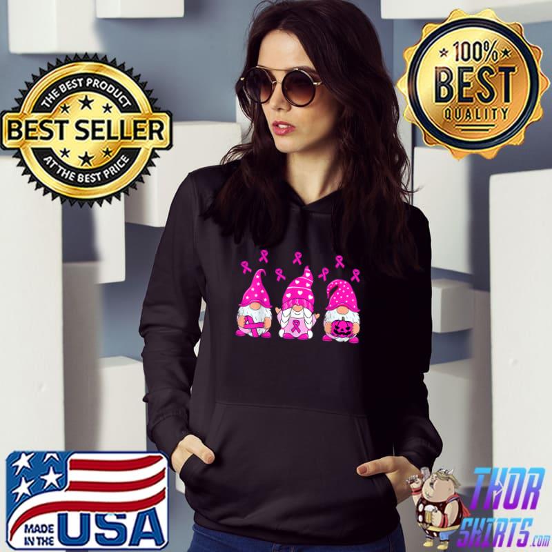 Breast Cancer Awareness Gnomes Pumpkin Pink Ribbon T-Shirt Hoodie