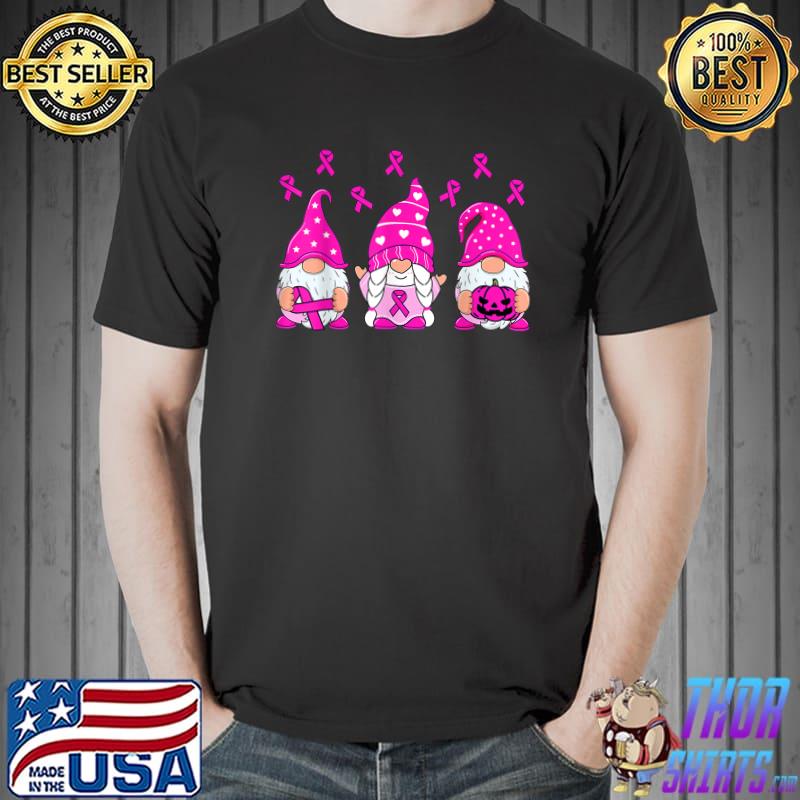 Breast Cancer Awareness Gnomes Pumpkin Pink Ribbon T-Shirt