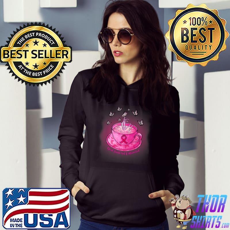 Breast Cancer Support Wife Coffee Cup Cancer Survivor Butterflies T-Shirt Hoodie