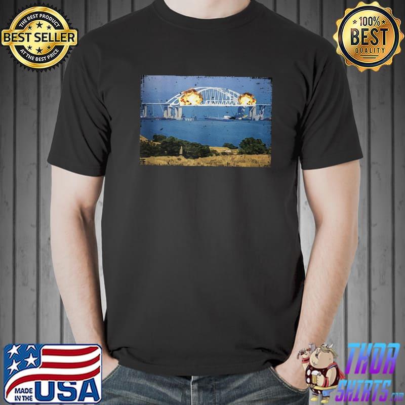 Crimea's kerch bridge stamp crimea bridge peninsula Ukraine bridge peninsula retro shirt