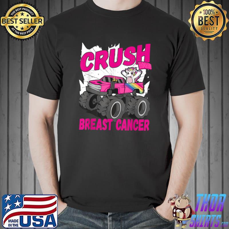 Crush Breast Cancer Unicorn Monster Truck Breast Cancer T-Shirt