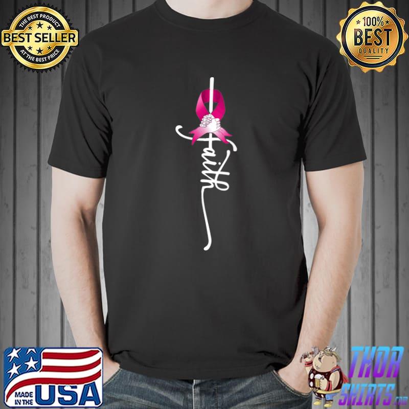 Faith crucial catch intercept cancer ribbon pink T-Shirt